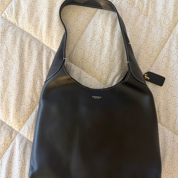 Coach Dark Leather Shoulder Bag Brookling 28 - Picture 4 of 6